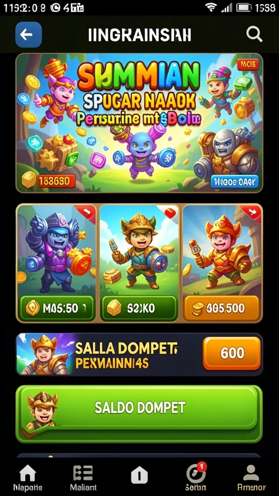 Menu permainan yang lengkap dan mudah dijelajahi.